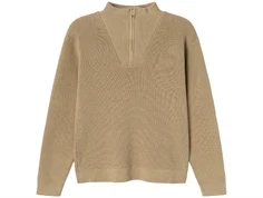 Name It weathered teak halv lynlås strikbluse